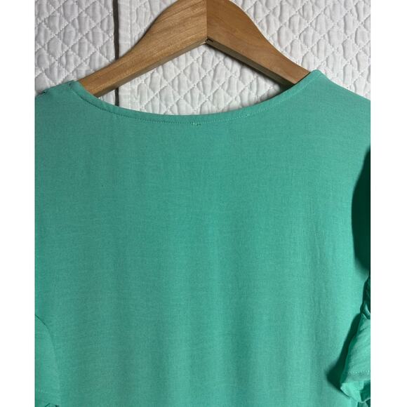 Umgee Women S Emerald Teal Ruffle Tiered Flutter Sleeve Midi Dress - Picture 5 of 7